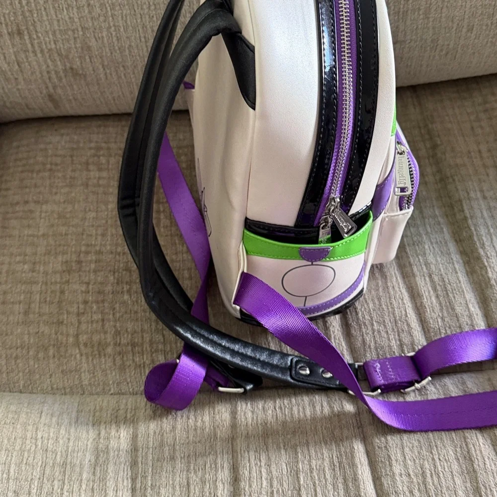 Disney Loury Buzz Lightyear Backpack - Green, Purple, White apx 12 by 8